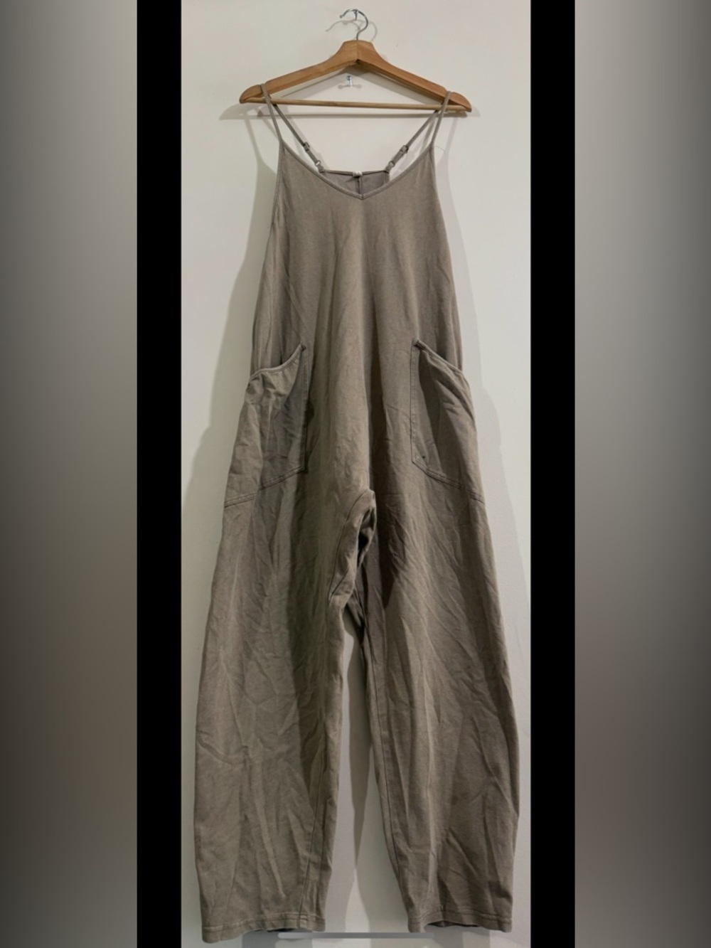 EXLURA Lightweight Taupe Utility Jumpsuit with Front Pockets